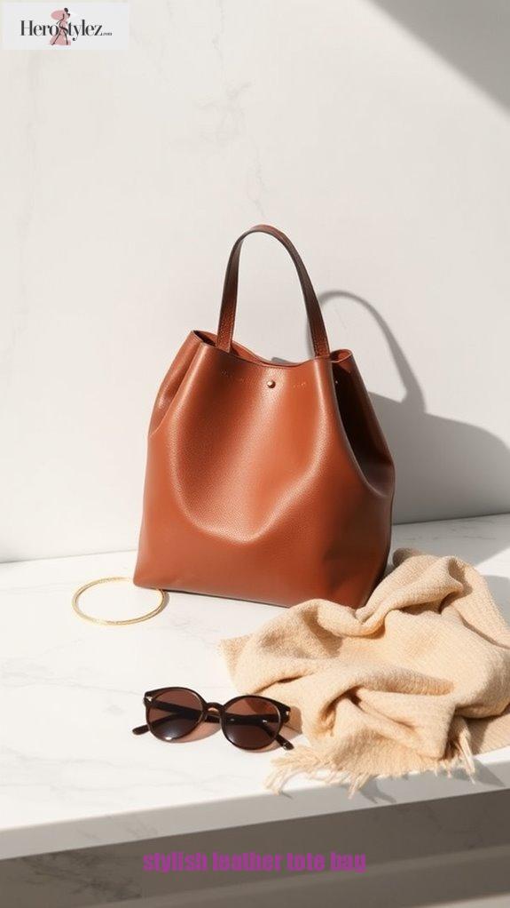 stylish leather tote bag