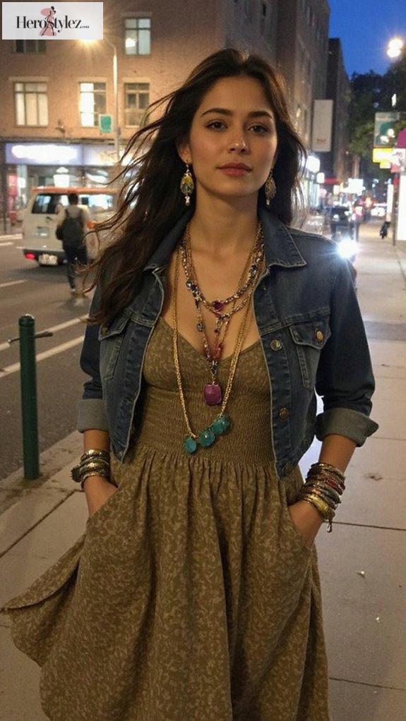 layered jewelry and bold accessories