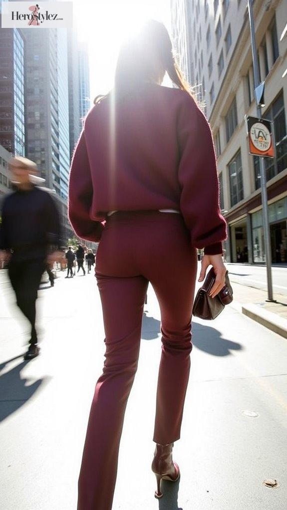 rock burgundy with confidence