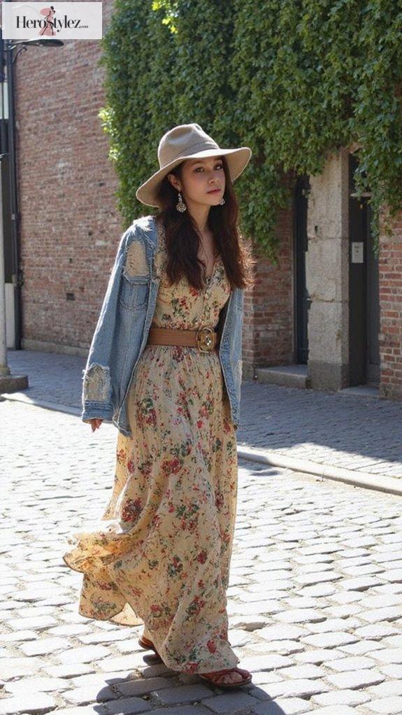 stylish vintage maxi layering