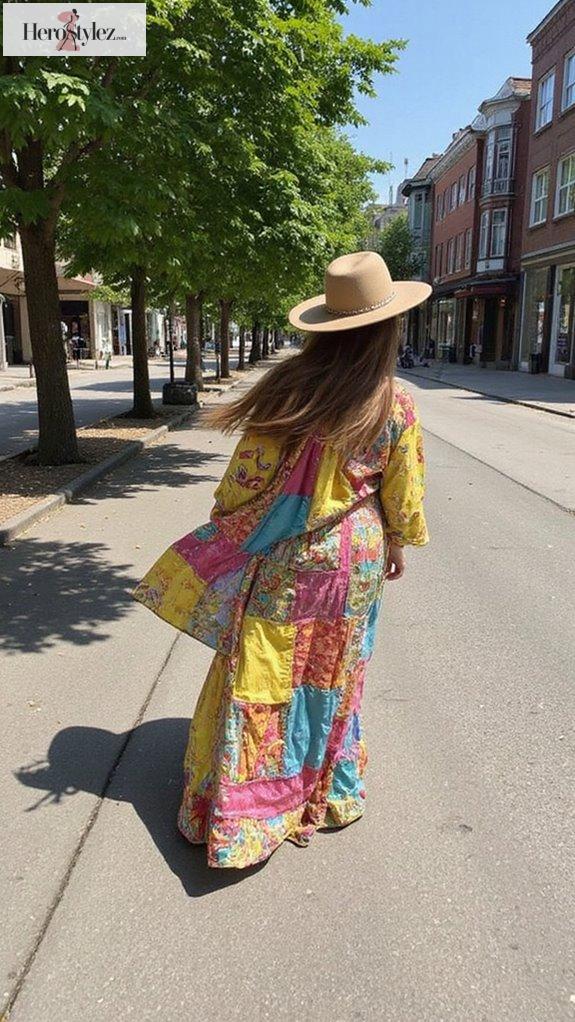 vibrant colorful boho gown