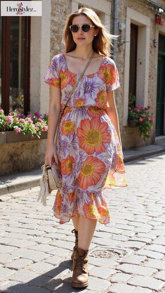 vintage floral tiered dress