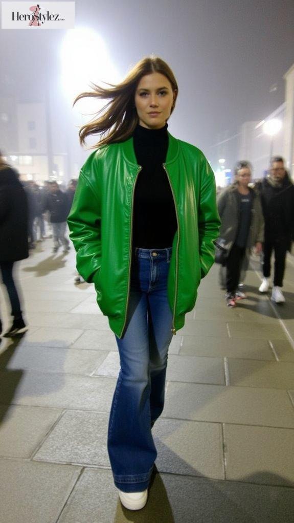 bold oversized funnel neck bombers