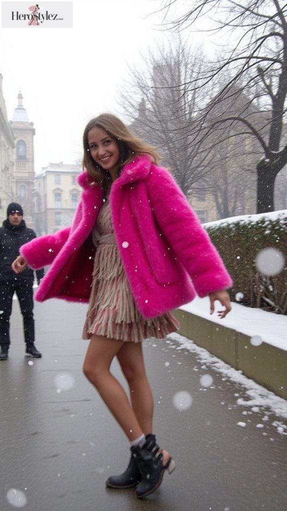 bold pink faux fur styling