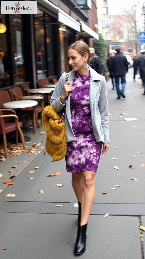 cashmere cardigan over shift dress