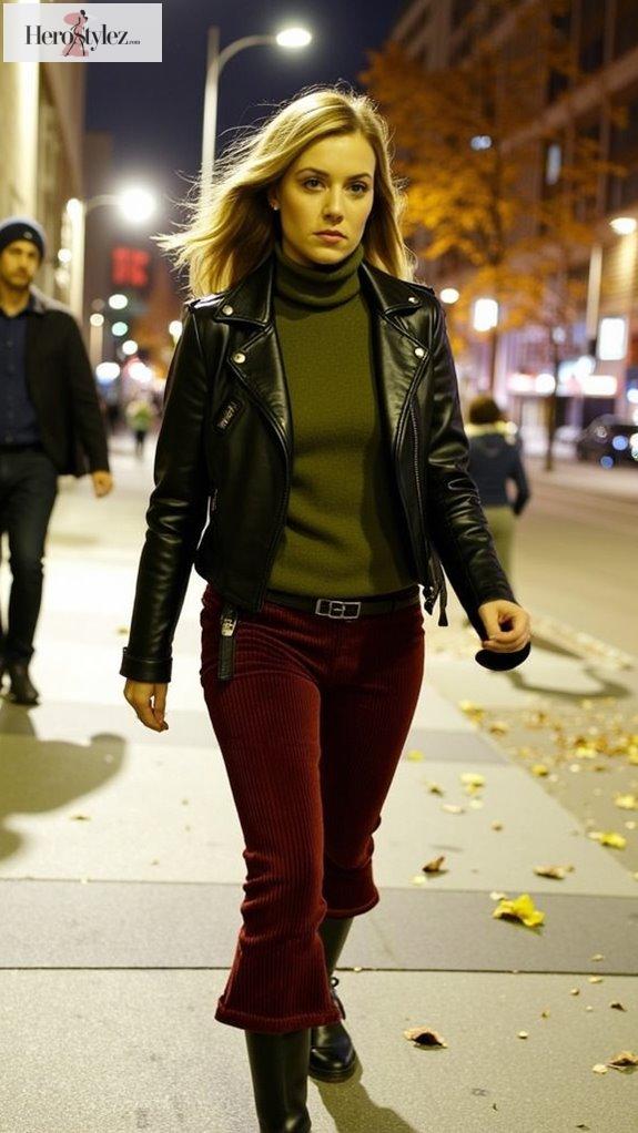 chic leather and wool layering