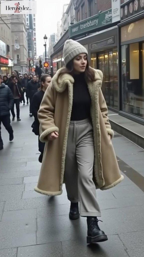 chic warmth for subway journeys