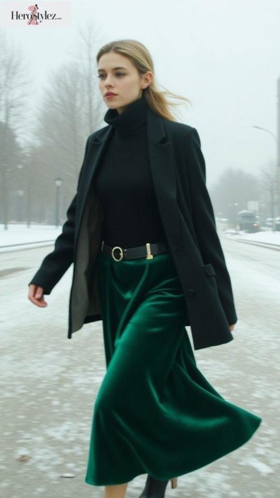 chic winter skirt styling