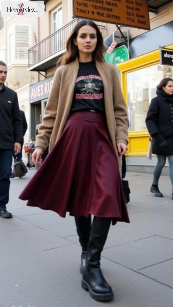 chunky heels midi skirts