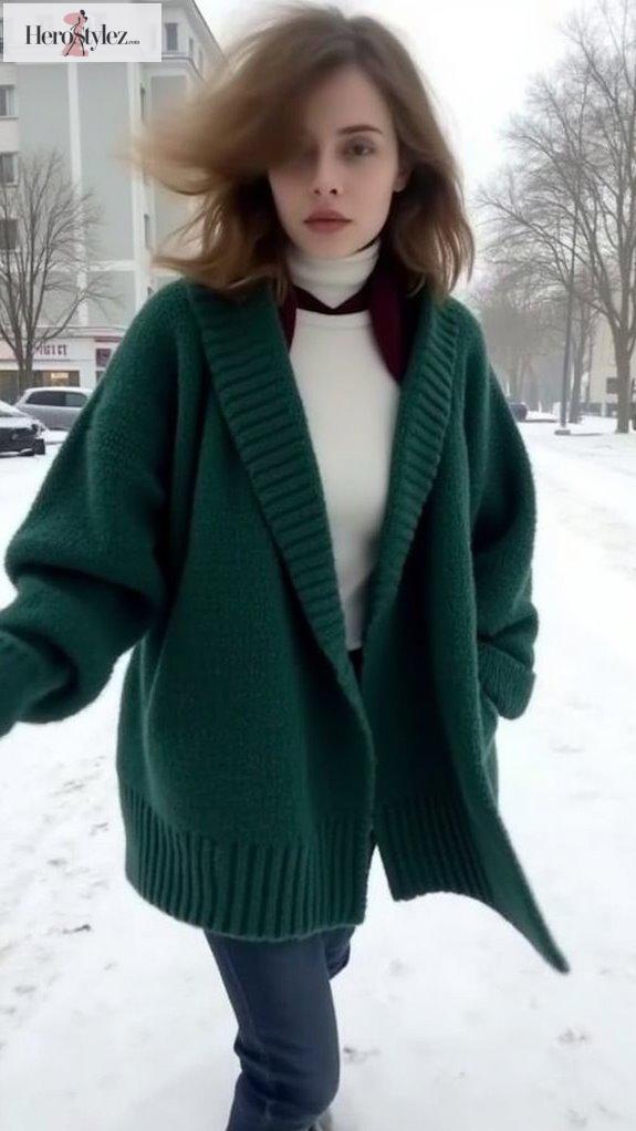 cozy oversized cardigan layering