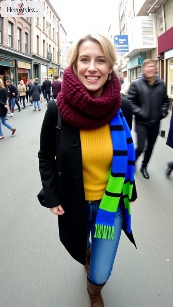 cozy snoods striped scarves