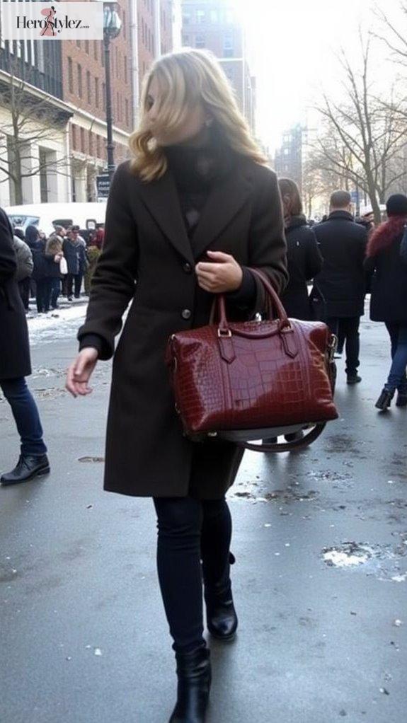 crocodile embossed luxury handbag