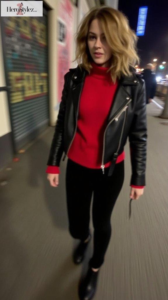 edgy cashmere leather combination style