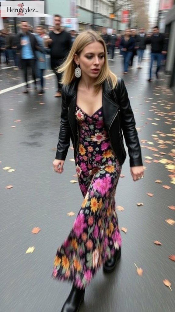 edgy floral maxi ensemble