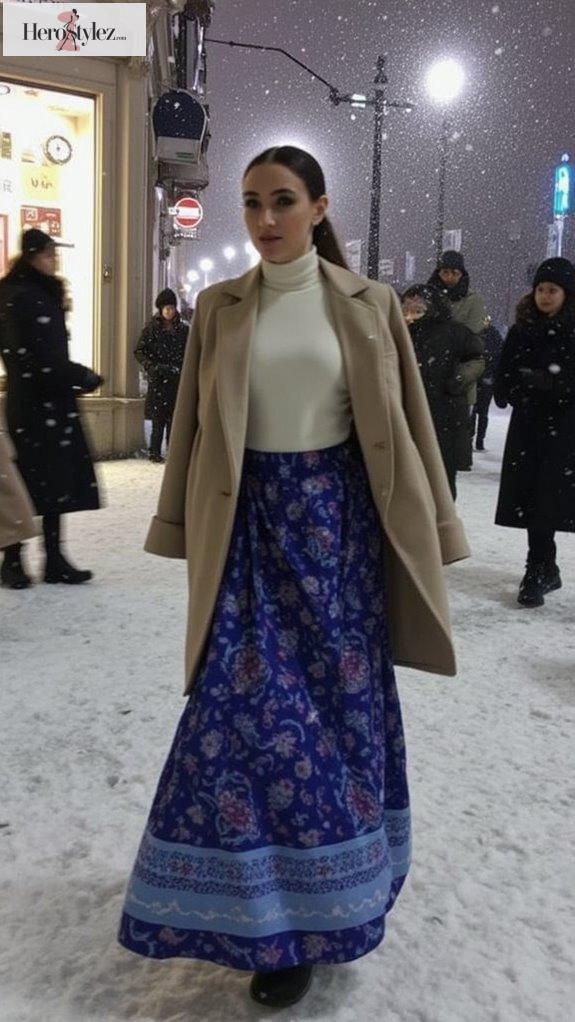 elegant printed winter outfit