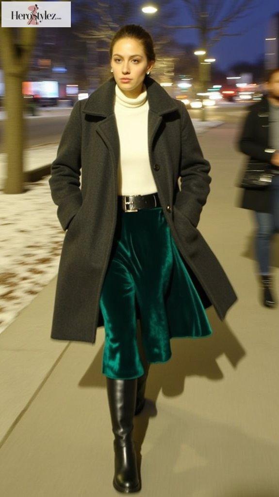 elegant winter skirt styling