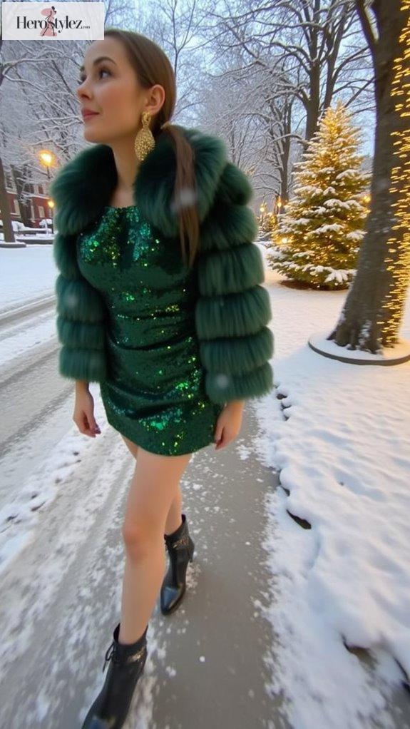 faux fur collar mini dress