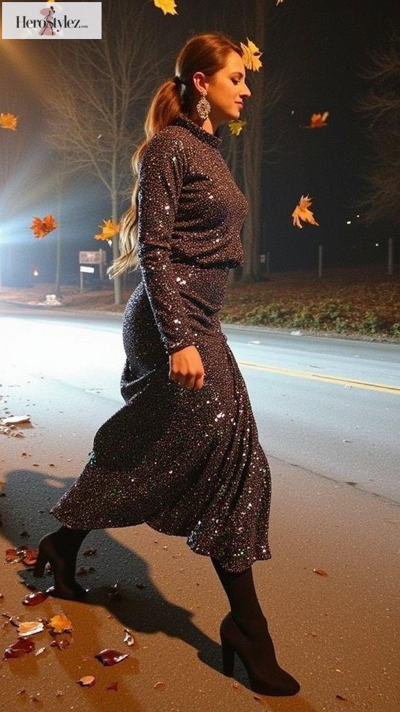 glittering asymmetrical hem dress