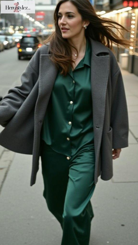 luxe silk pajamas funnel neck