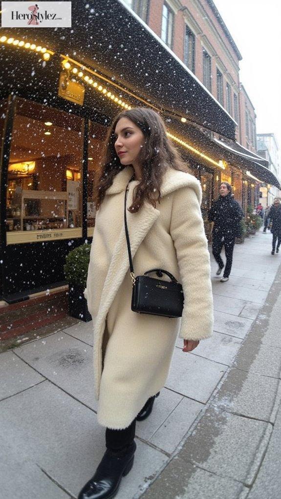 luxurious oversized shearling coat