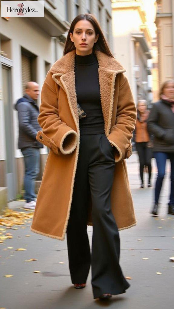 oversized shearling urban layering