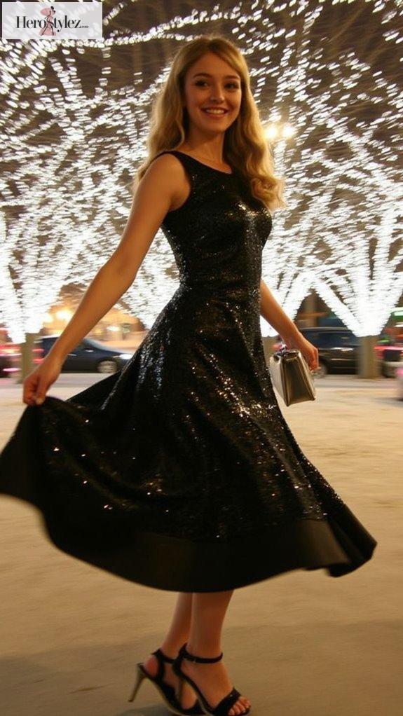 sequined flared party dress