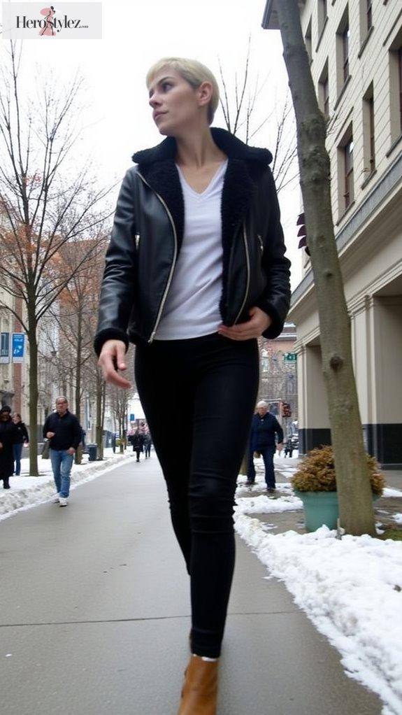 shearling bomber chic combo