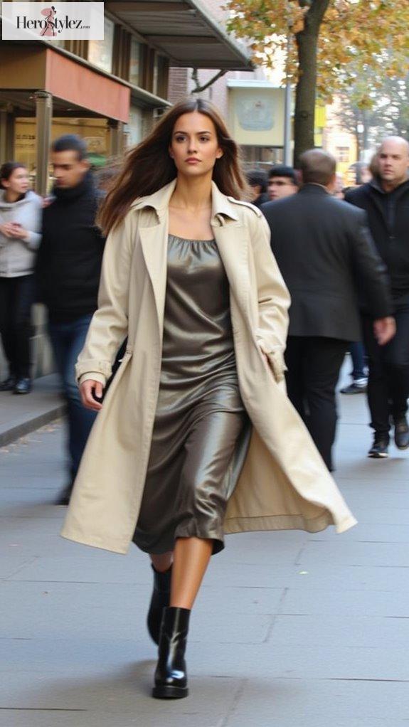slip dress with trench