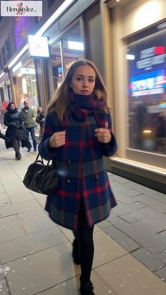 stylish cozy plaid coat