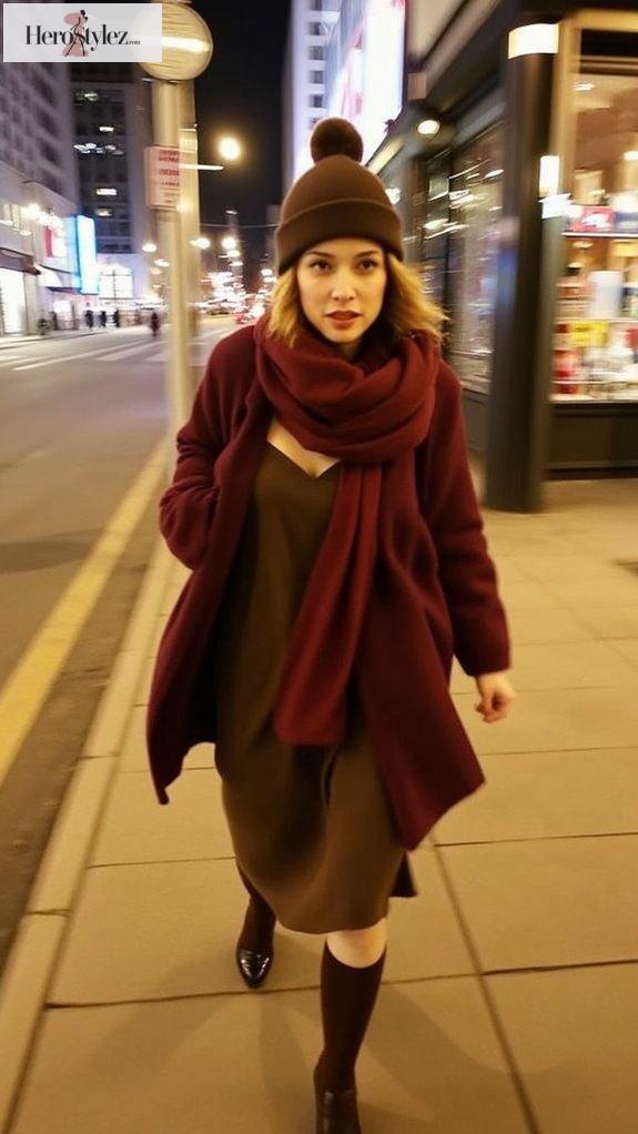 stylishly layered chocolate burgundy