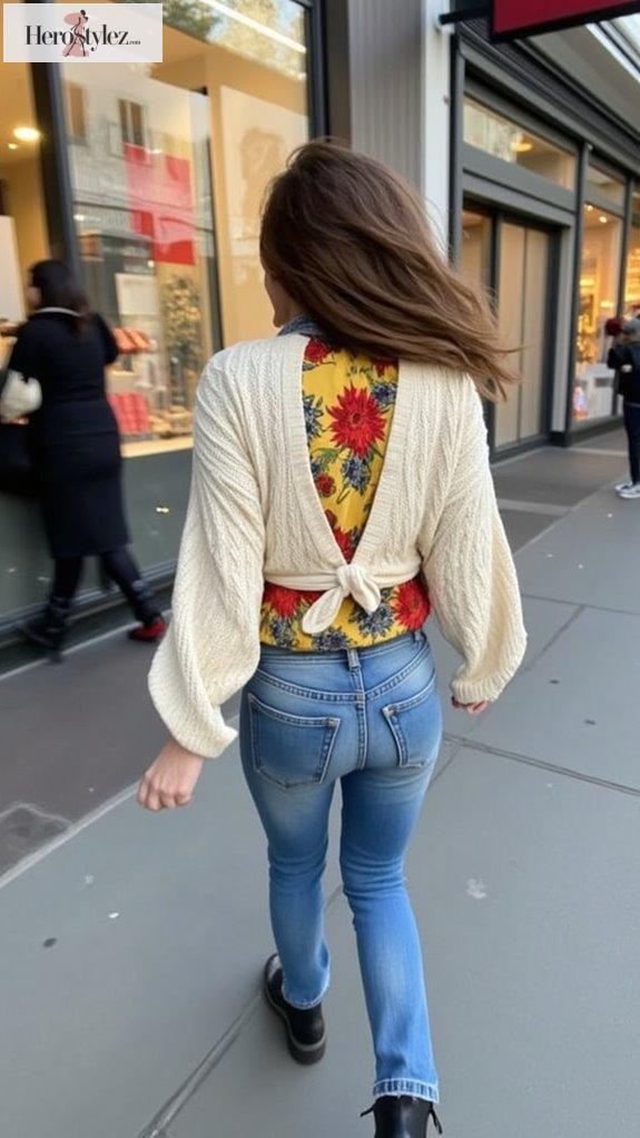 textured cardigan colorful prints