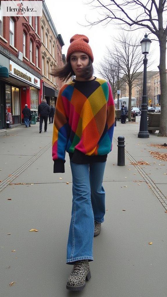 vintage diamond pattern sweaters