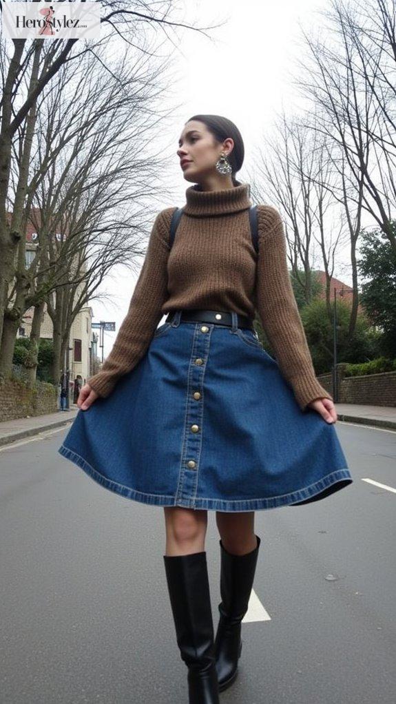 winter a line skirt styling